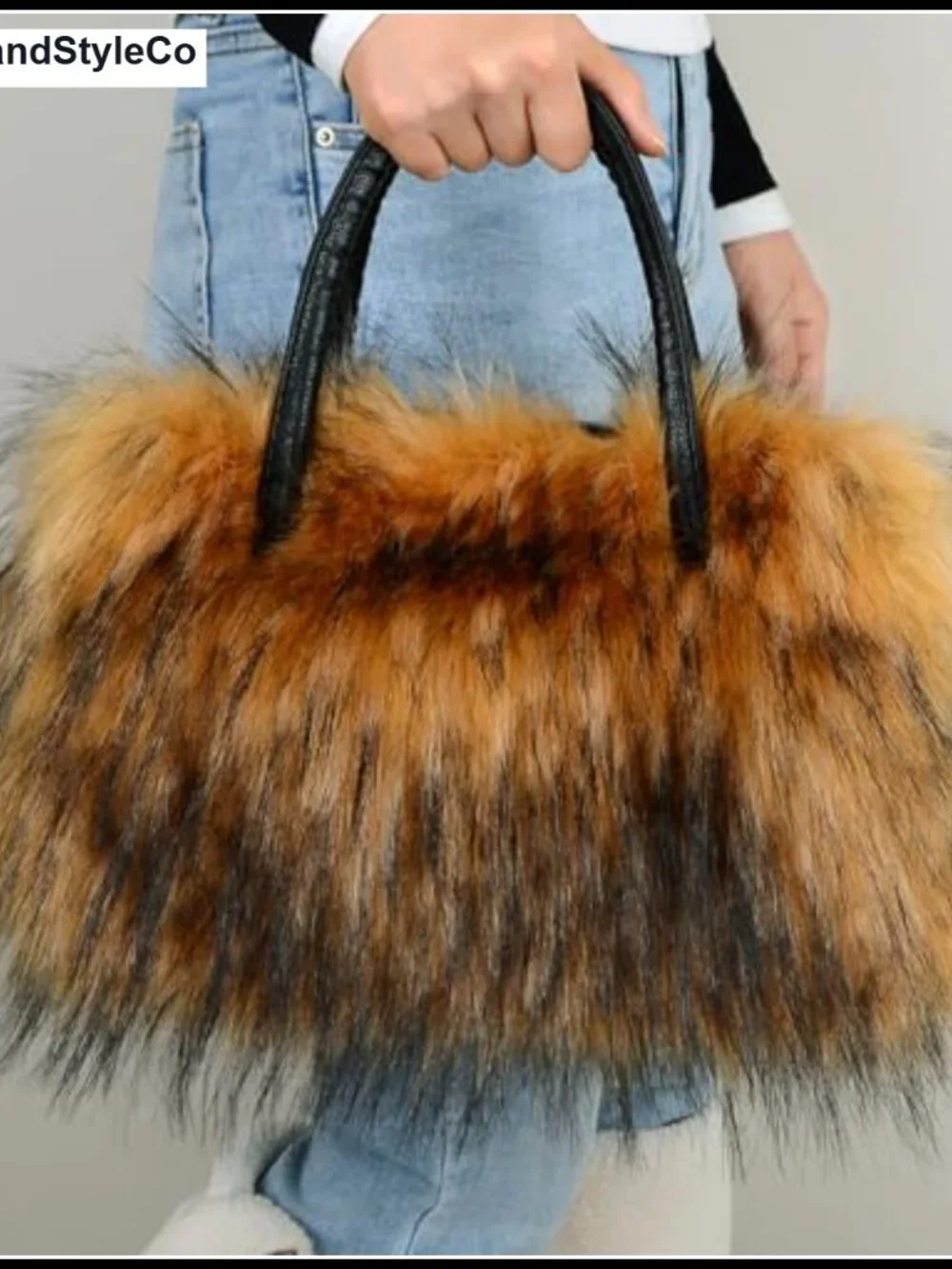 Faux Fur Hobo Bag Women Fuzzy Shoulder Purse Y2K Winter Makeup Travel Gift